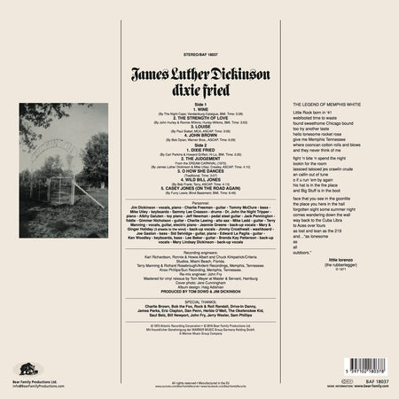 DIXIE FRIED -REISSUE- - Back Cover
