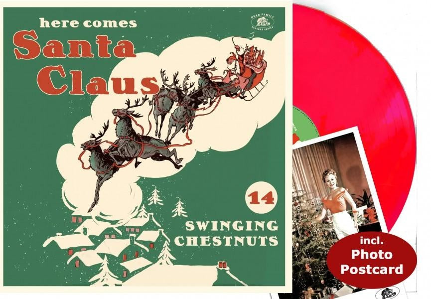 HERE COMES SANTA CLAUS/VINYLE ROUGE/INCLUS CARTE POSTALE - Front Cover