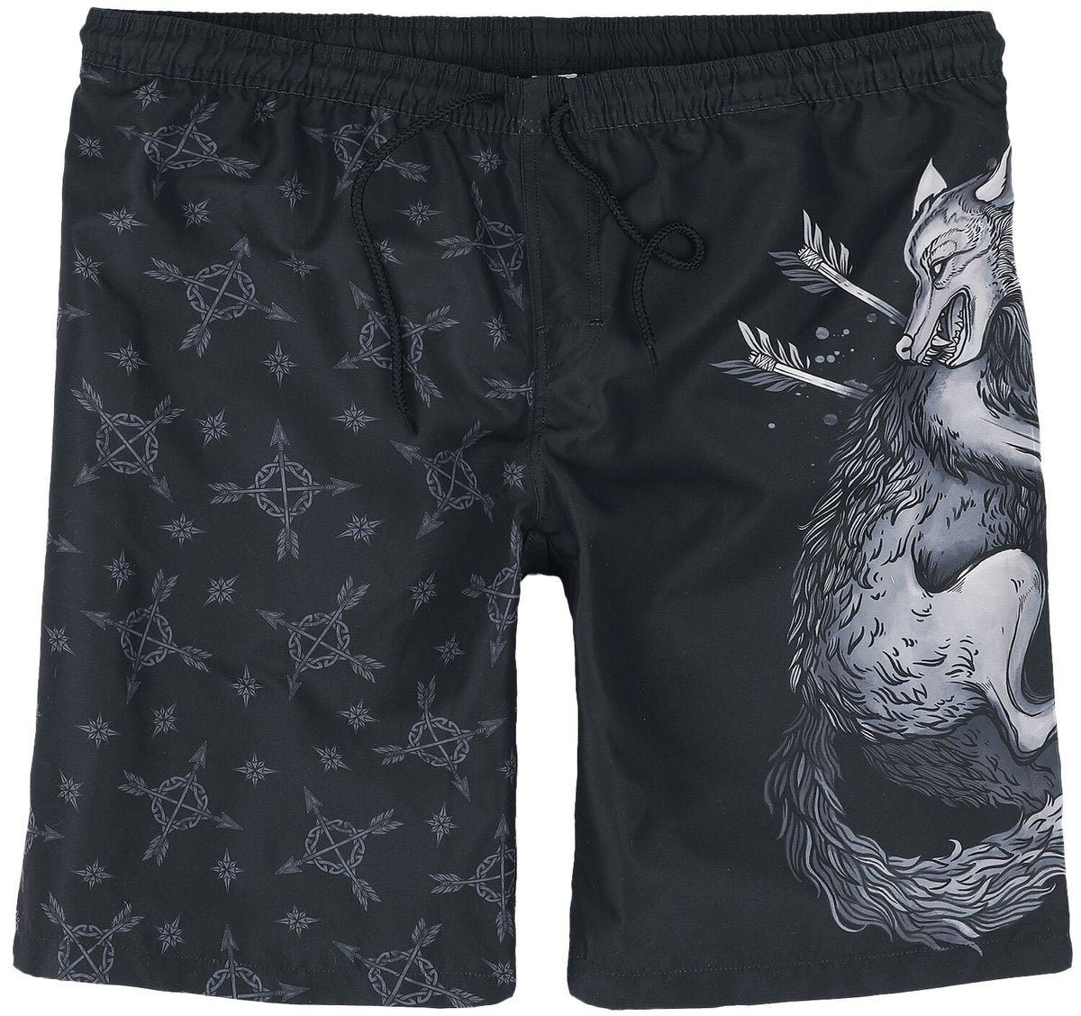Short de bain  de Black Premium by EMP - Swim Shorts With Wolf Print - S à XXL - pour Homme - noir - Black Premium by EMP