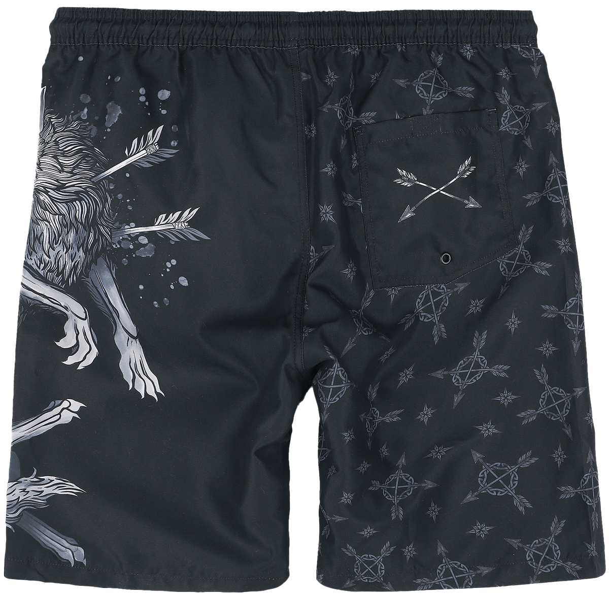 Short de bain  de Black Premium by EMP - Swim Shorts With Wolf Print - S à XXL - pour Homme - noir - Black Premium by EMP - View 2