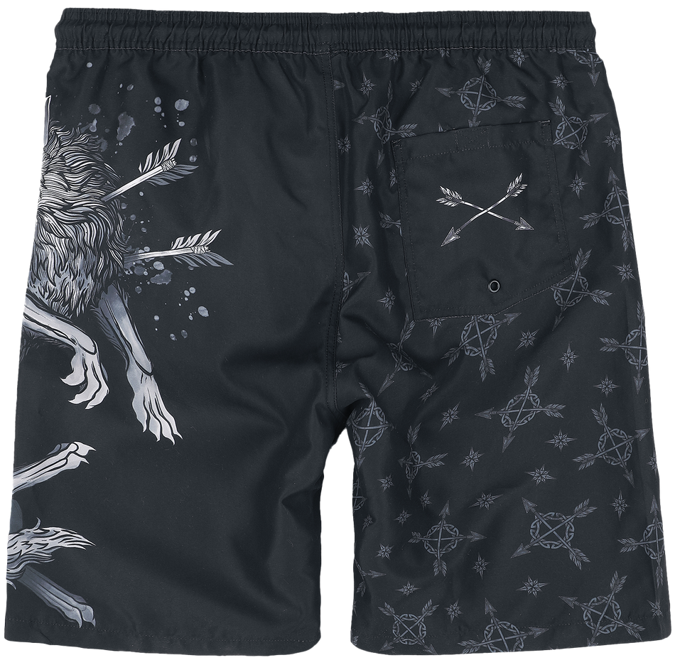 Short de bain  de Black Premium by EMP - Swim Shorts With Wolf Print - S à XXL - pour Homme - noir - Black Premium by EMP - View 2