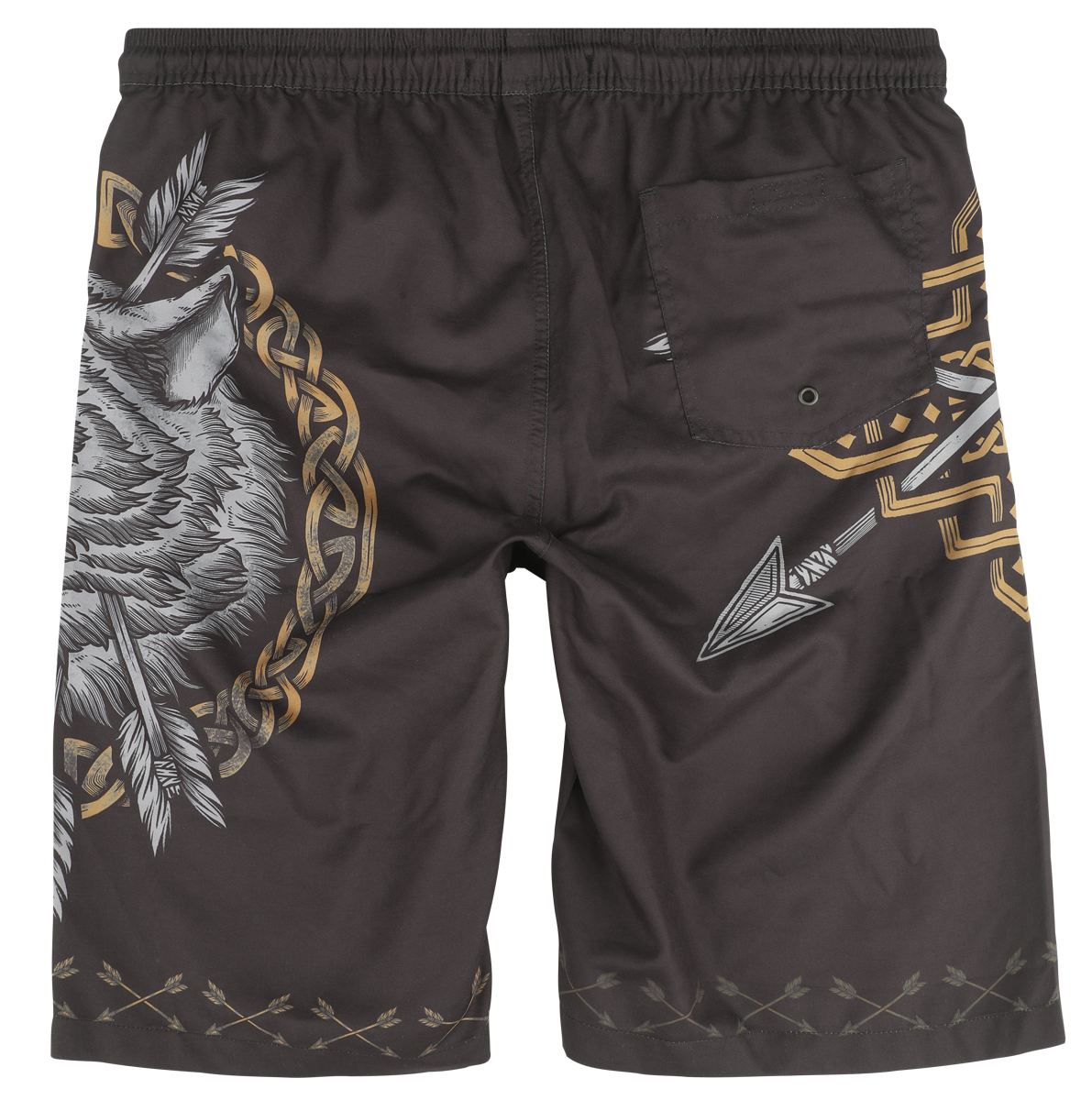 Short de bain  de Black Premium by EMP - Swim Shorts With Arrow and Wolf Print - S à XXL - pour Homme - noir - Black Premium by EMP - View 2