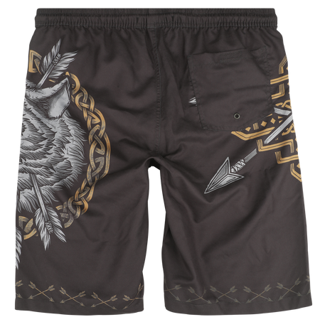 Short de bain  de Black Premium by EMP - Swim Shorts With Arrow and Wolf Print - S à XXL - pour Homme - noir - Black Premium by EMP - View 2
