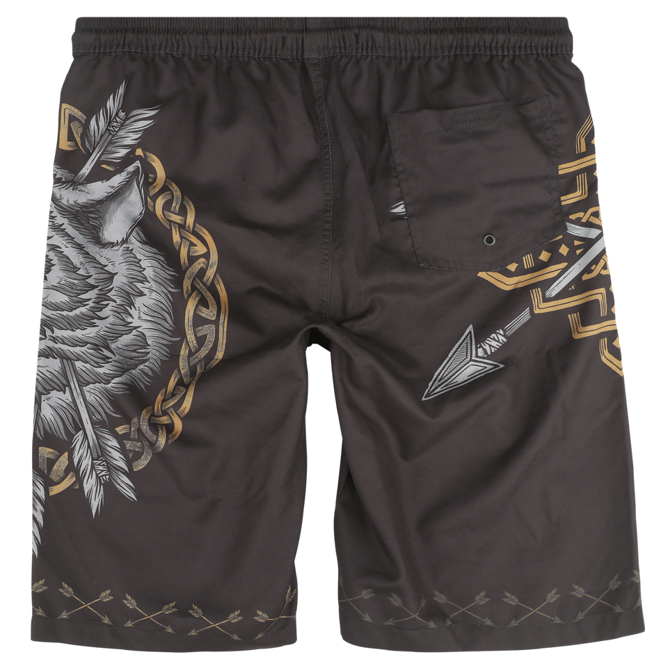 Short de bain  de Black Premium by EMP - Swim Shorts With Arrow and Wolf Print - S à XXL - pour Homme - noir - Black Premium by EMP - View 2