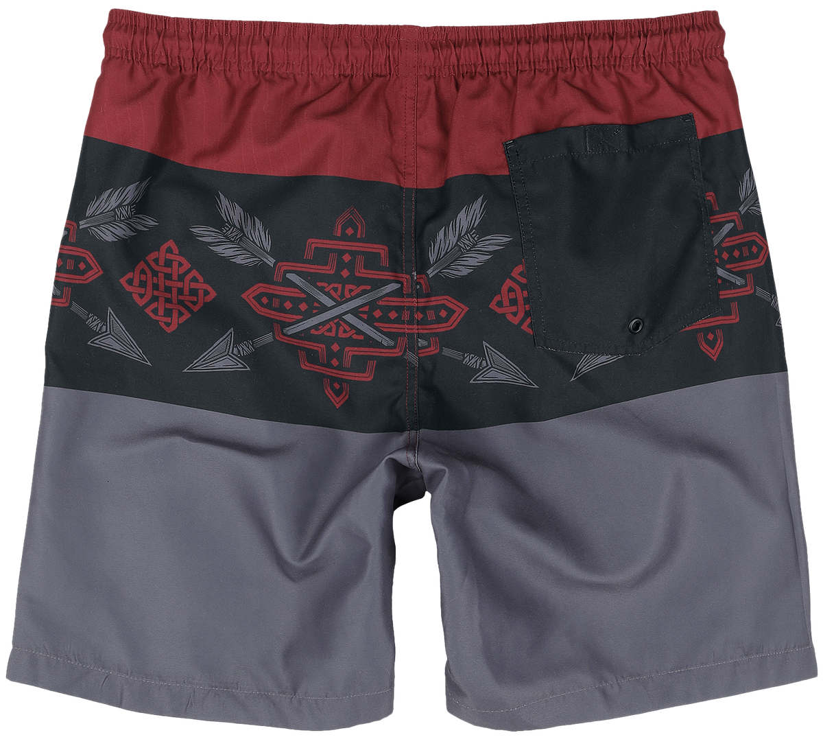 Short de bain  de Black Premium by EMP - Tricolor Swim Shorts with Arrow Print - S à XXL - pour Homme - rouge/noir - Black Premium by EMP - View 2