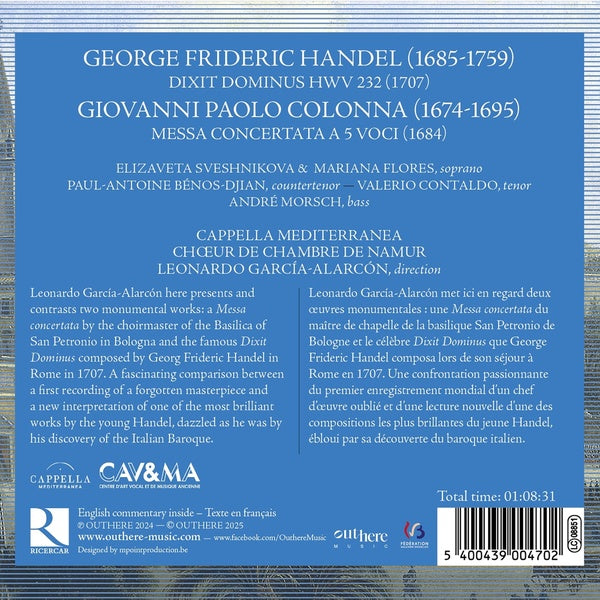 Colonna : Missa Concertata - Handel : Dixit Dominus - Front Cover