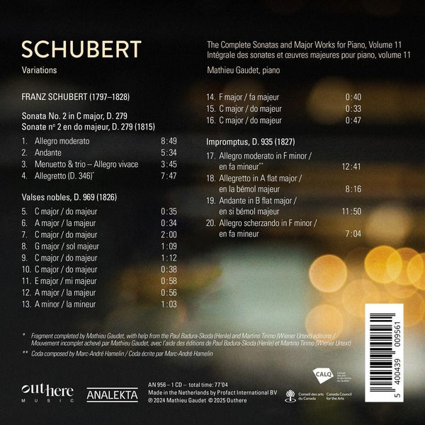 Schubert : Variations - Front Cover