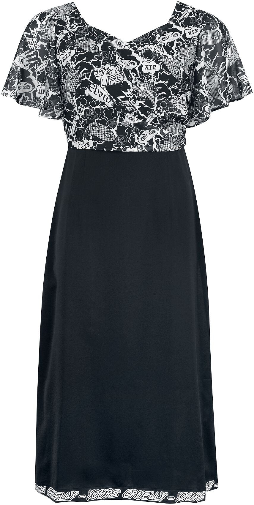 Robe mi-longue Gothic de Gothicana by EMP - Gothicana AOP Dress - S à XL - pour Femme - noir - Gothicana by EMP