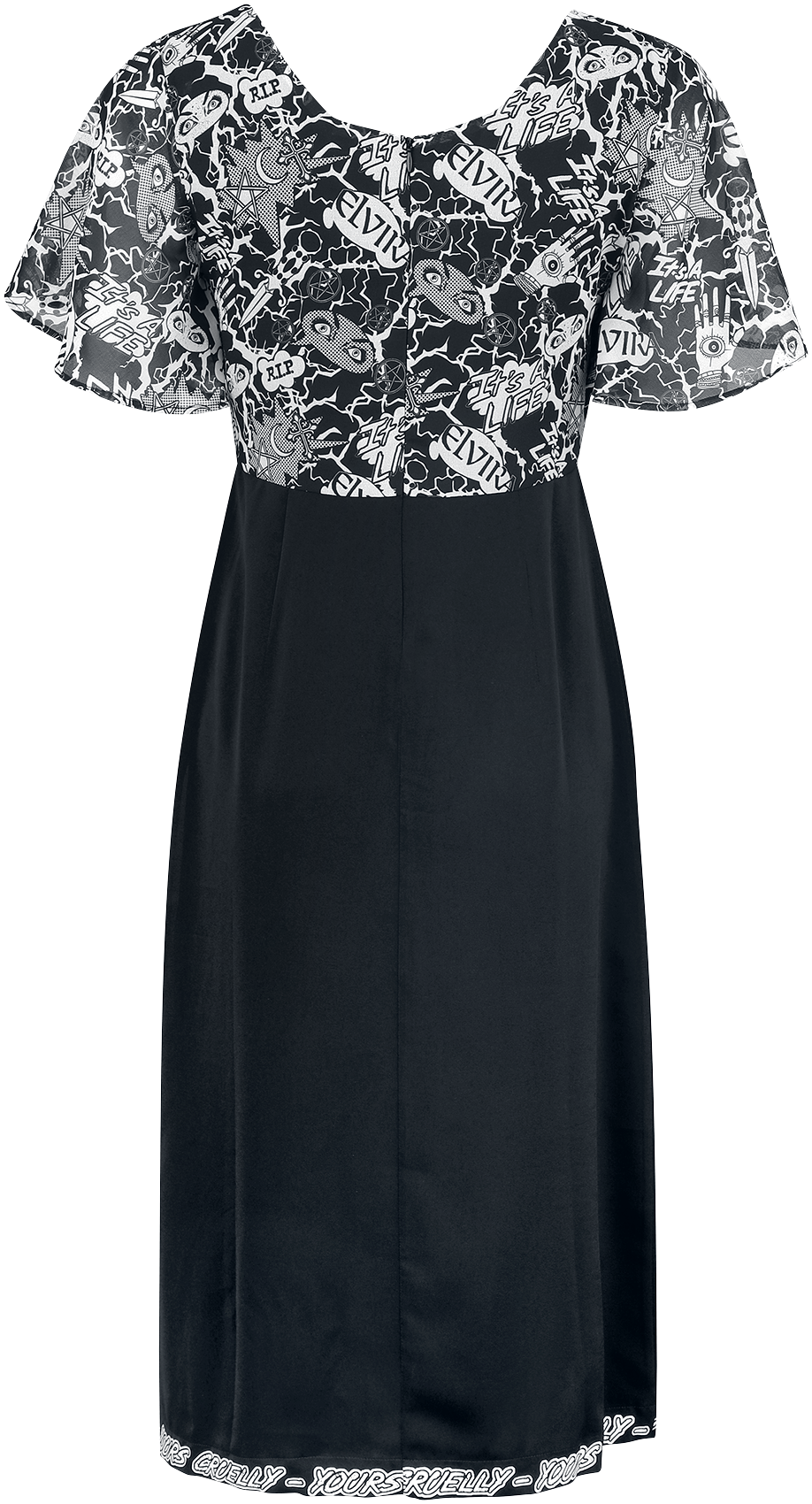 Robe mi-longue Gothic de Gothicana by EMP - Gothicana AOP Dress - S à XL - pour Femme - noir - Gothicana by EMP - View 2