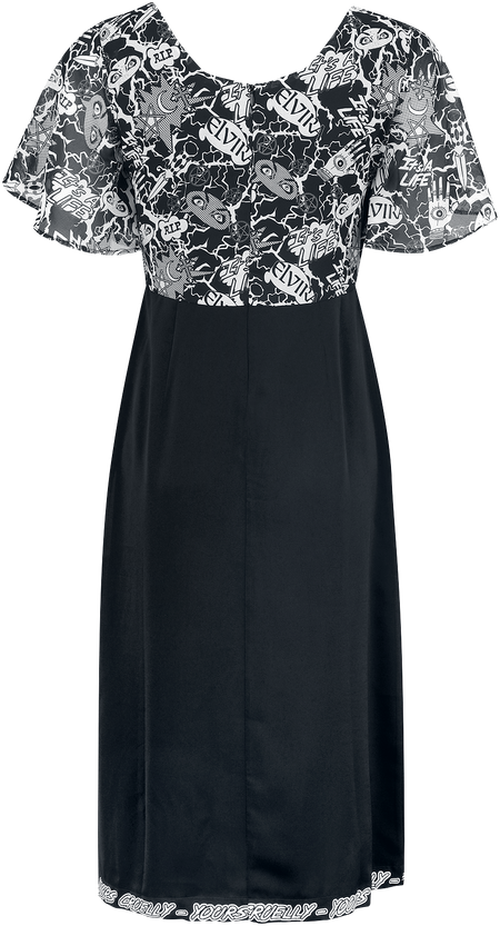 Robe mi-longue Gothic de Gothicana by EMP - Gothicana AOP Dress - S à XL - pour Femme - noir - Gothicana by EMP - View 2
