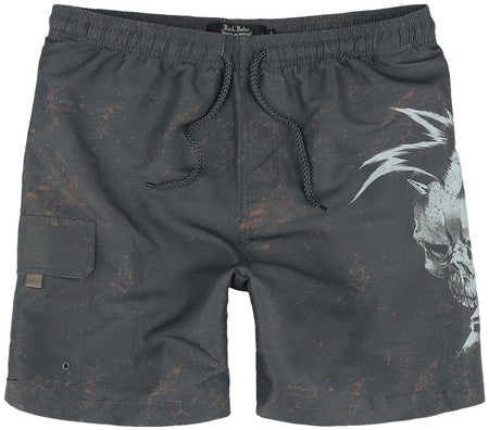 Short de bain  de Rock Rebel by EMP - Rock Skull Swim Shorts - S à XXL - pour Homme - gris foncé - Rock Rebel by EMP