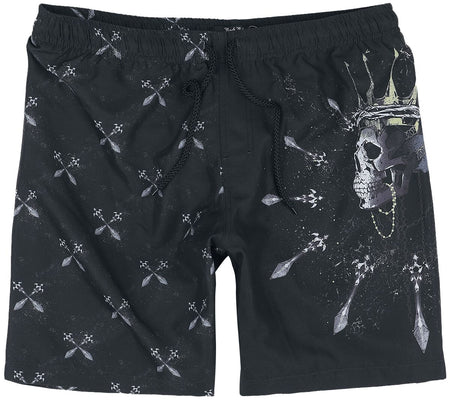 Short de bain  de Rock Rebel by EMP - Short de Bain - Skull King & Sabres - S à XXL - pour Homme - noir - Rock Rebel by EMP