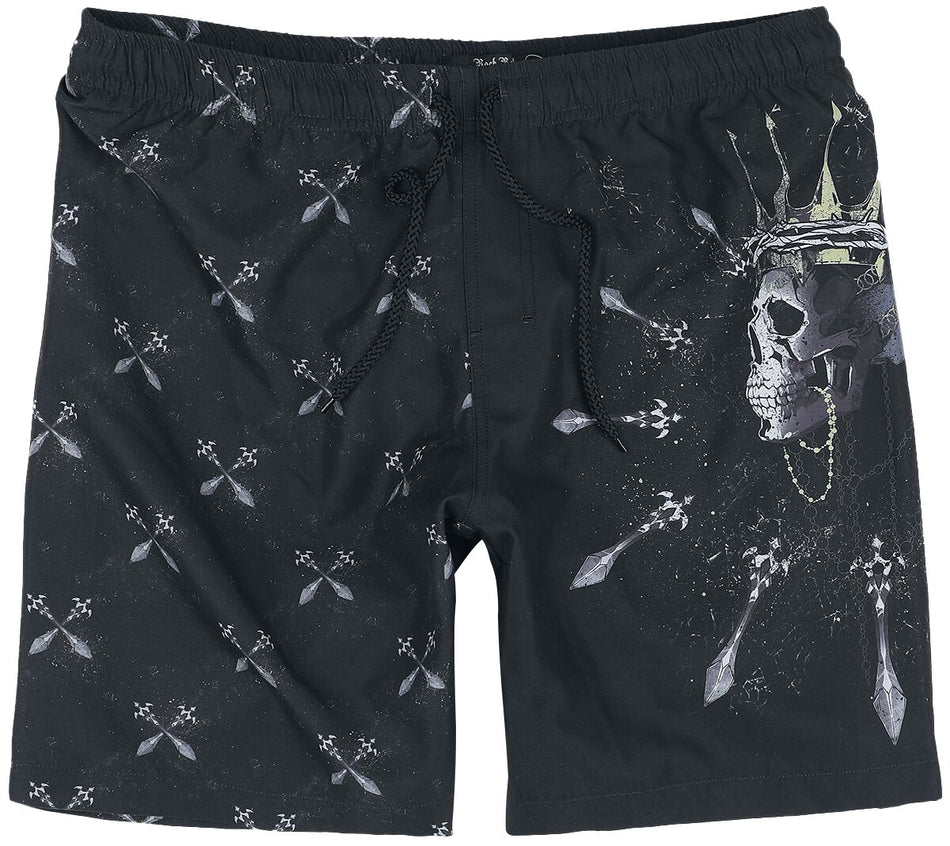 Short de bain  de Rock Rebel by EMP - Short de Bain - Skull King & Sabres - S à XXL - pour Homme - noir - Rock Rebel by EMP