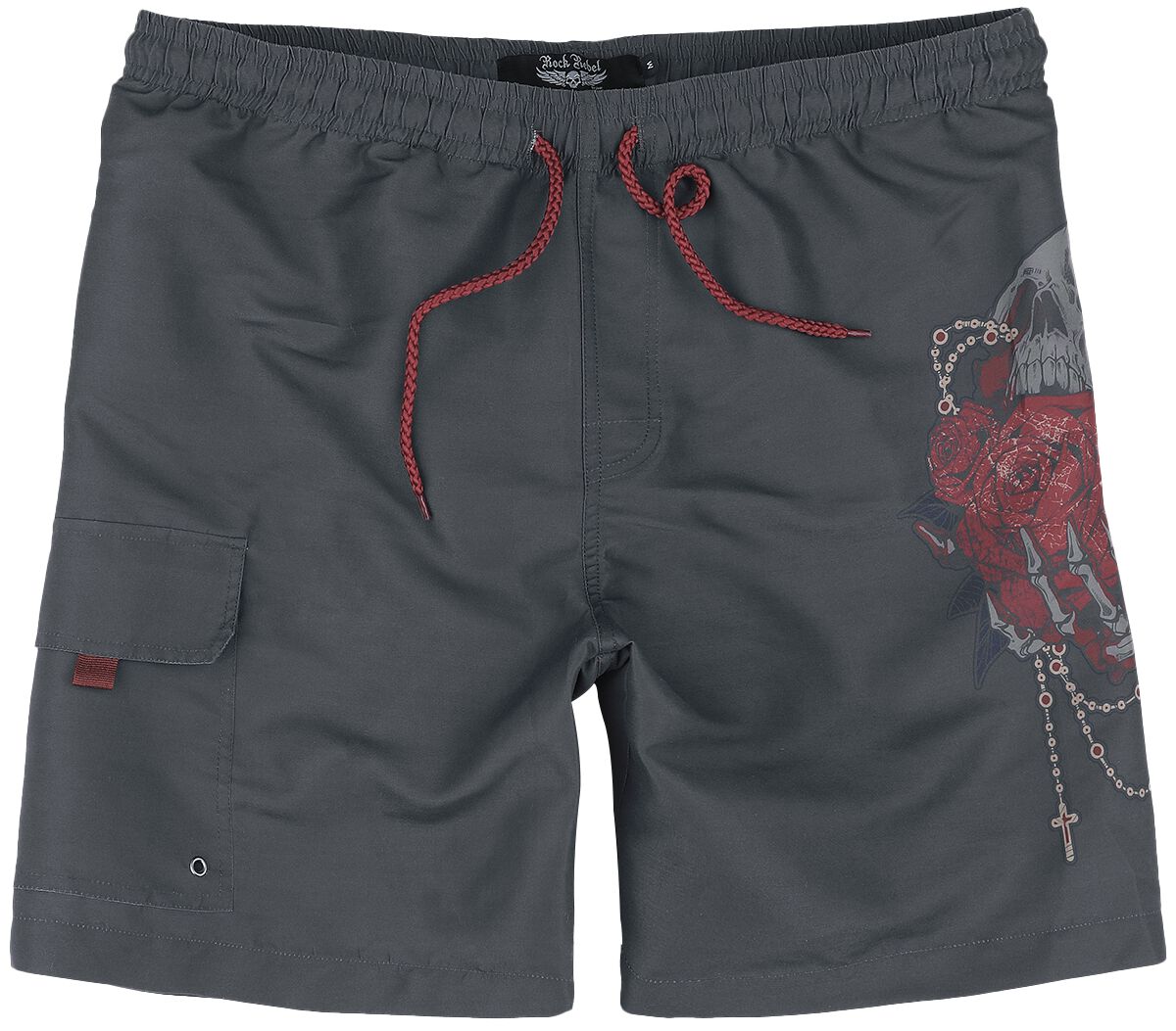 Short de bain  de Rock Rebel by EMP - Swim Shorts With Roses - S à XXL - pour Homme - gris foncé - Rock Rebel by EMP