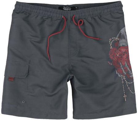 Short de bain  de Rock Rebel by EMP - Swim Shorts With Roses - S à XXL - pour Homme - gris foncé - Rock Rebel by EMP