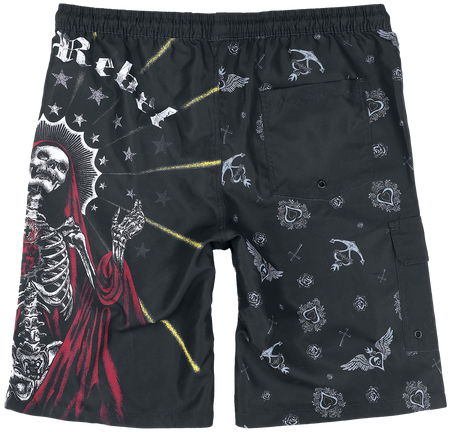 Short de bain  de Rock Rebel by EMP - Swim Shorts With Old School Print - S à XXL - pour Homme - noir - Rock Rebel by EMP - View 2