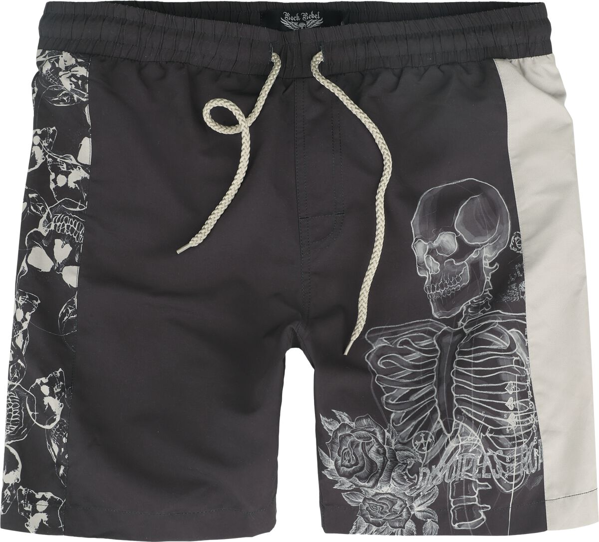 Short de bain  de Rock Rebel by EMP - Short de Bain Imprimé Squelette - S à XXL - pour Homme - gris foncé - Rock Rebel by EMP