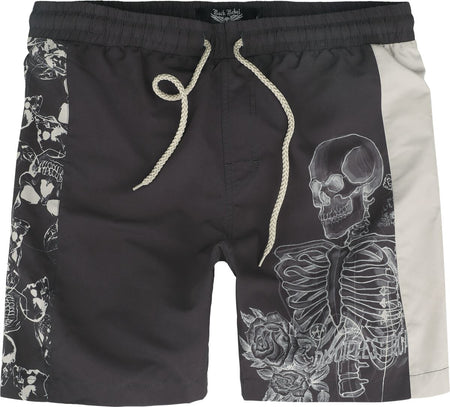 Short de bain  de Rock Rebel by EMP - Short de Bain Imprimé Squelette - S à XXL - pour Homme - gris foncé - Rock Rebel by EMP