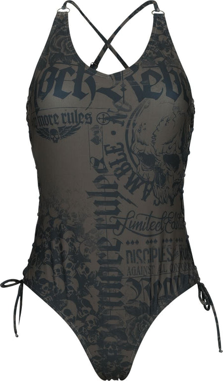 Maillots de bain  de Rock Rebel by EMP - Maillot de bain avec laçages et crânes - S à L - pour Femme - noir - Rock Rebel by EMP