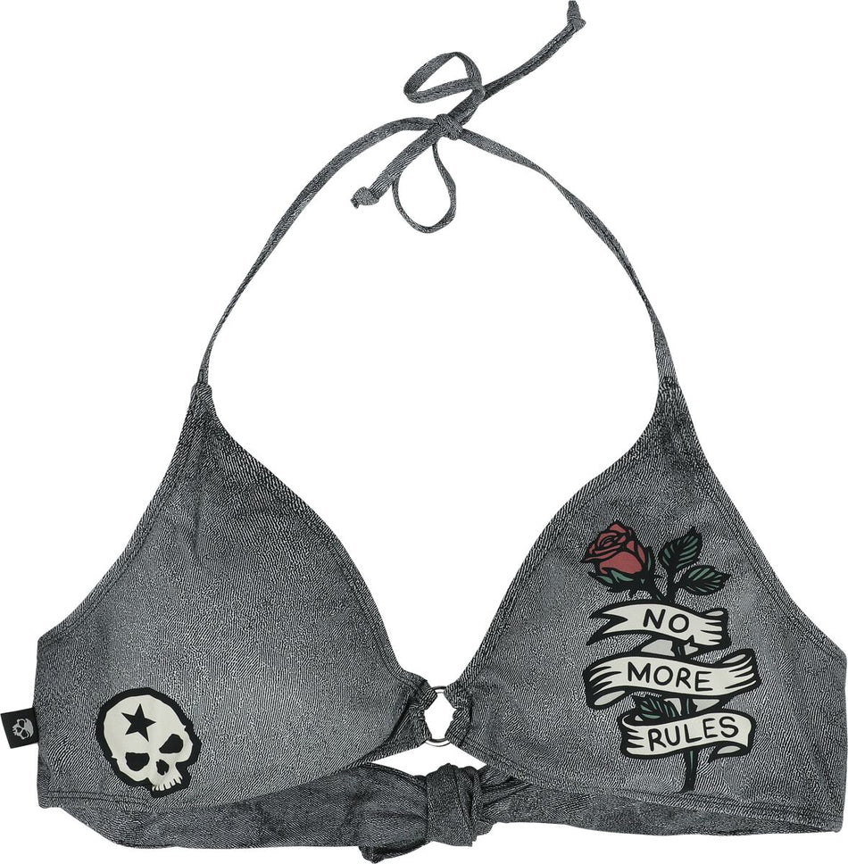 Haut de bikini  de Rock Rebel by EMP - Haut de Bikini Imprimé Old School - M à XXL - pour Femme - gris foncé/noir - Rock Rebel by EMP