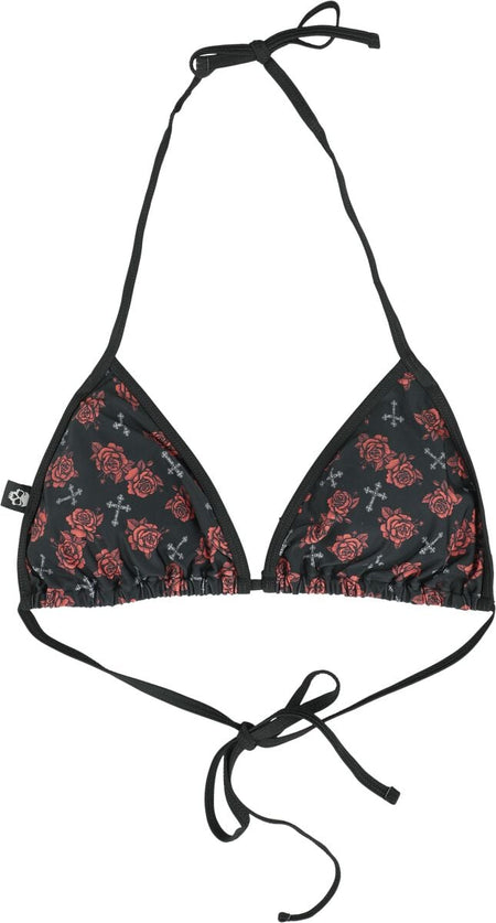 Haut de bikini  de Rock Rebel by EMP - Croix & Roses - Haut de Bikini Imprimé Intégral - M à XXL - pour Femme - noir - Rock Rebel by EMP