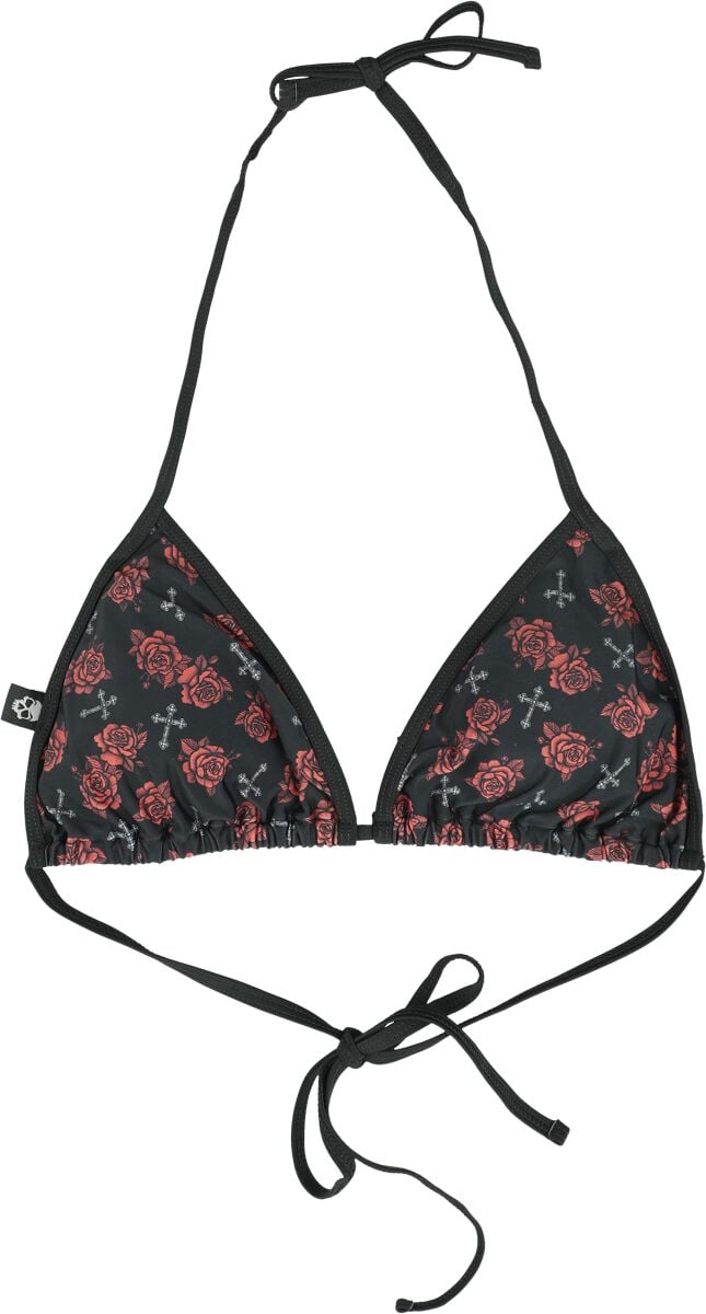 Haut de bikini  de Rock Rebel by EMP - Croix & Roses - Haut de Bikini Imprimé Intégral - M à XXL - pour Femme - noir - Rock Rebel by EMP
