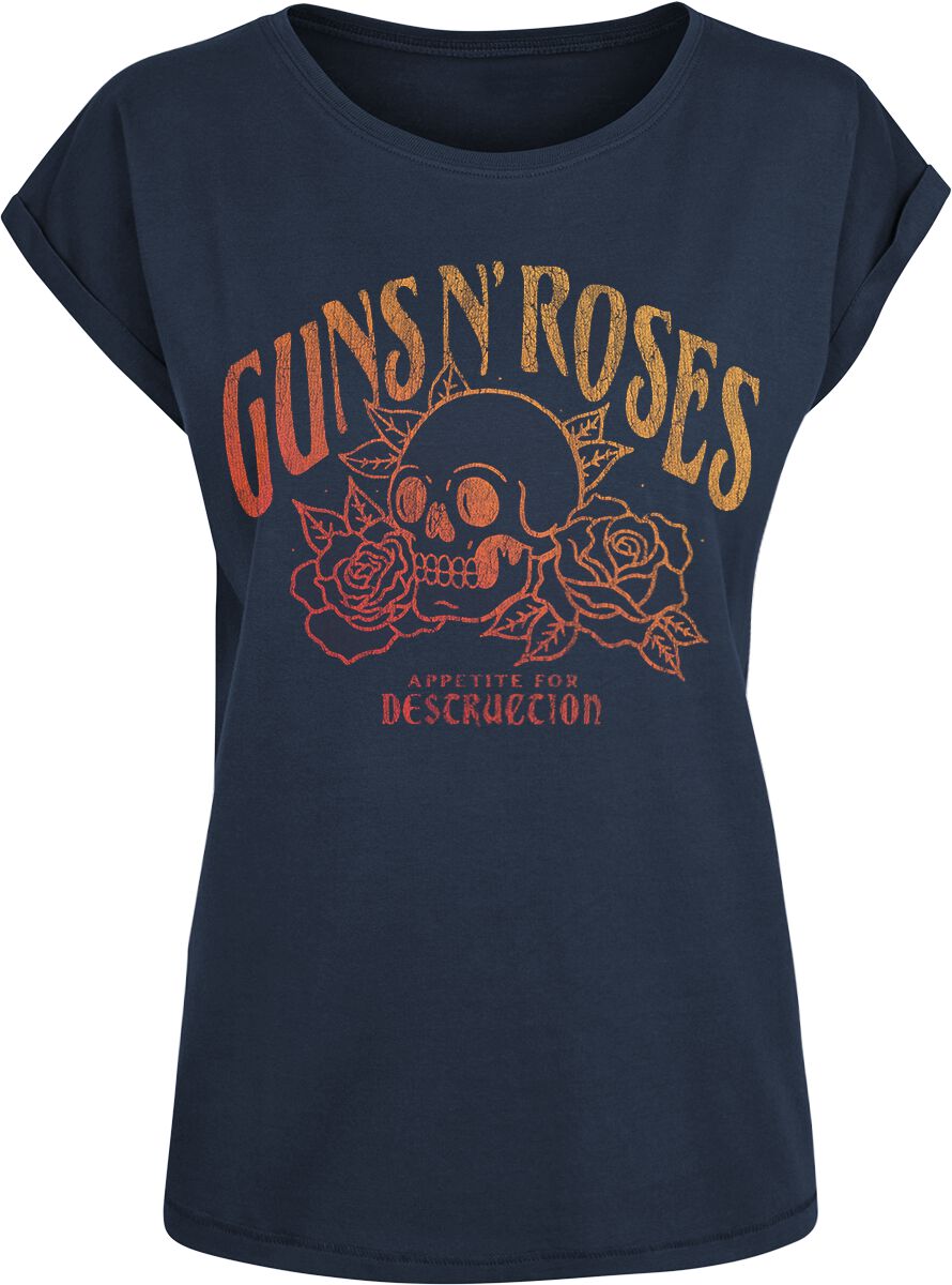 T-Shirt Manches courtes  de Guns N' Roses - Appetite For Destruction Skull - S à XXL - pour Femme - marine - Guns N' Roses