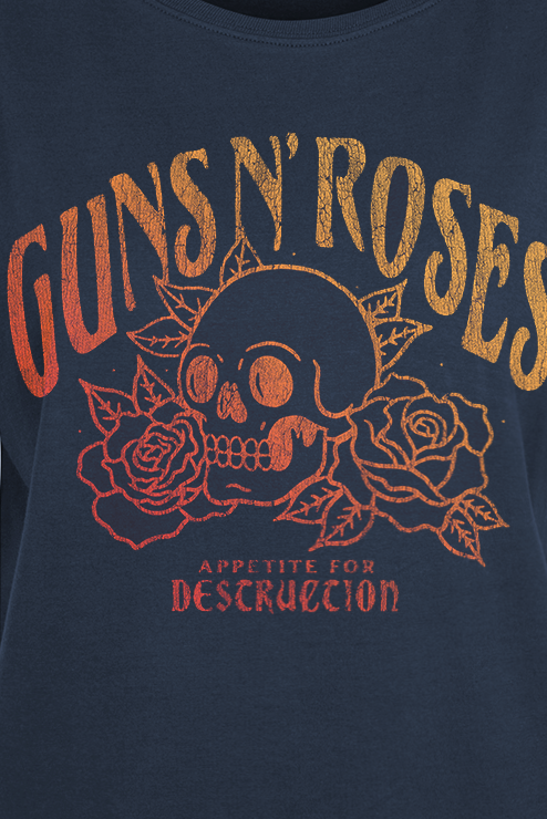 T-Shirt Manches courtes  de Guns N' Roses - Appetite For Destruction Skull - S à XXL - pour Femme - marine - Guns N' Roses - View 2