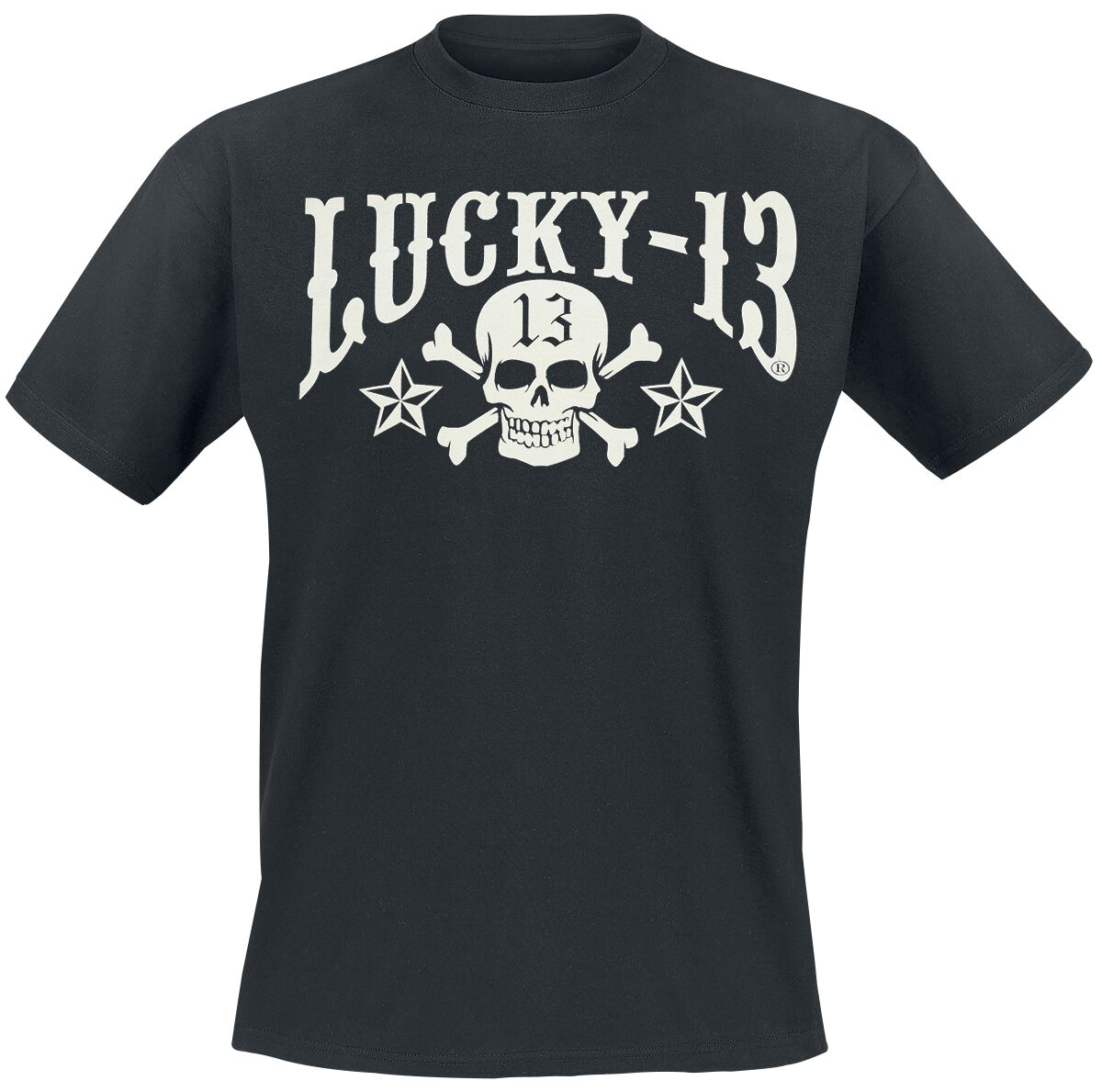 T-Shirt Manches courtes  de Lucky 13 - Skull Stars - S à 4XL - pour Homme - noir - Lucky 13