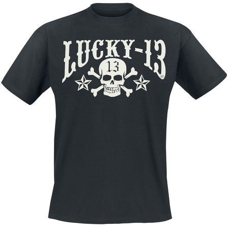 T-Shirt Manches courtes  de Lucky 13 - Skull Stars - S à 4XL - pour Homme - noir - Lucky 13
