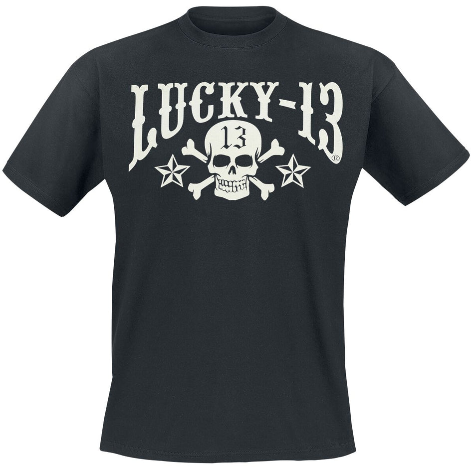 T-Shirt Manches courtes  de Lucky 13 - Skull Stars - S à 4XL - pour Homme - noir - Lucky 13