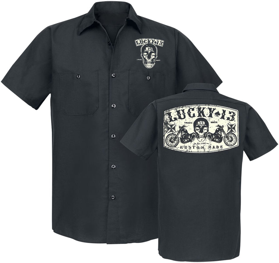 Chemise manches courtes  de Lucky 13 - Dual Chopper - S à 3XL - pour Homme - noir - Lucky 13
