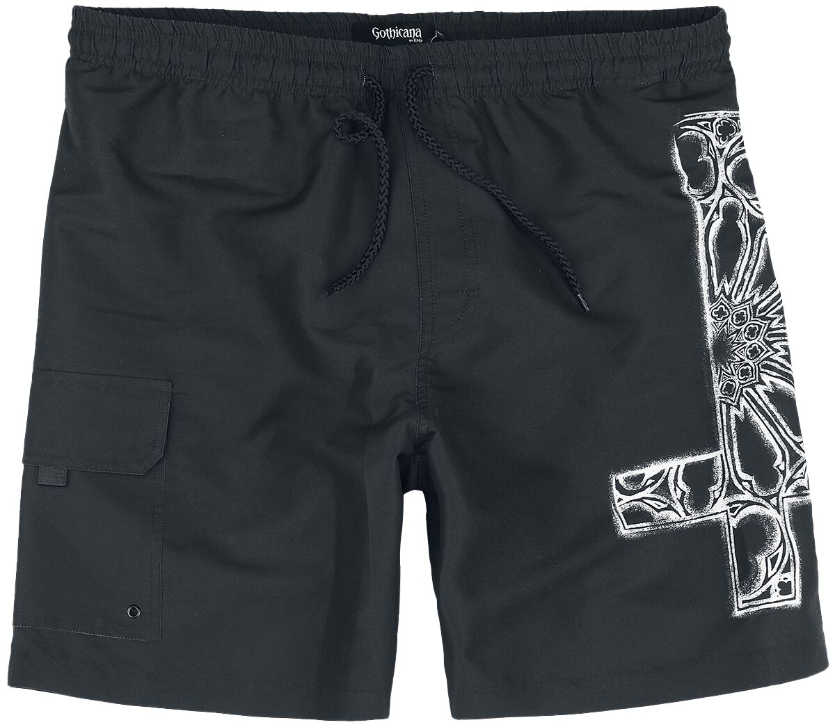 Short de bain  de Gothicana by EMP - Swim Shorts With Gothic Cross - M à XXL - pour Homme - noir - Gothicana by EMP
