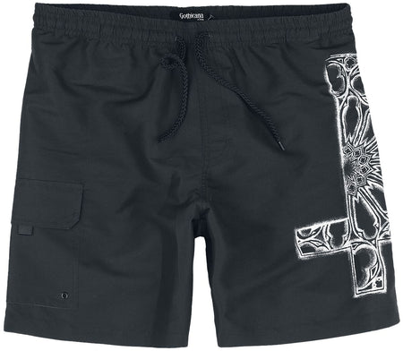 Short de bain  de Gothicana by EMP - Swim Shorts With Gothic Cross - M à XXL - pour Homme - noir - Gothicana by EMP