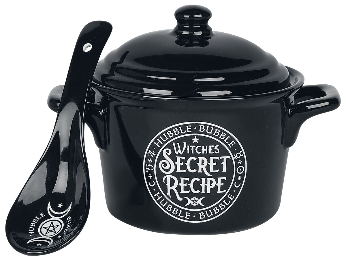 Bol à céréales Gothic de Alchemy England - Chaudron de Sorcière avec Cuillère - pour Indifférent - noir/blanc - Alchemy England