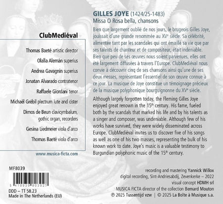 Missa O Rosa Bella & Chansons - Front Cover