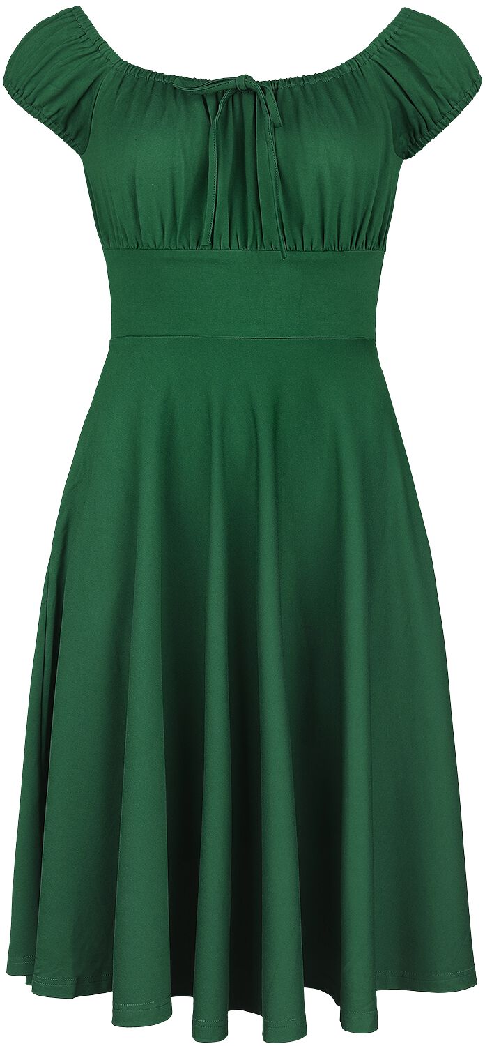 Robe mi-longue Rockabilly de Voodoo Vixen - Robe `Évasée Col Froncé - XS à M - pour Femme - vert - Voodoo Vixen