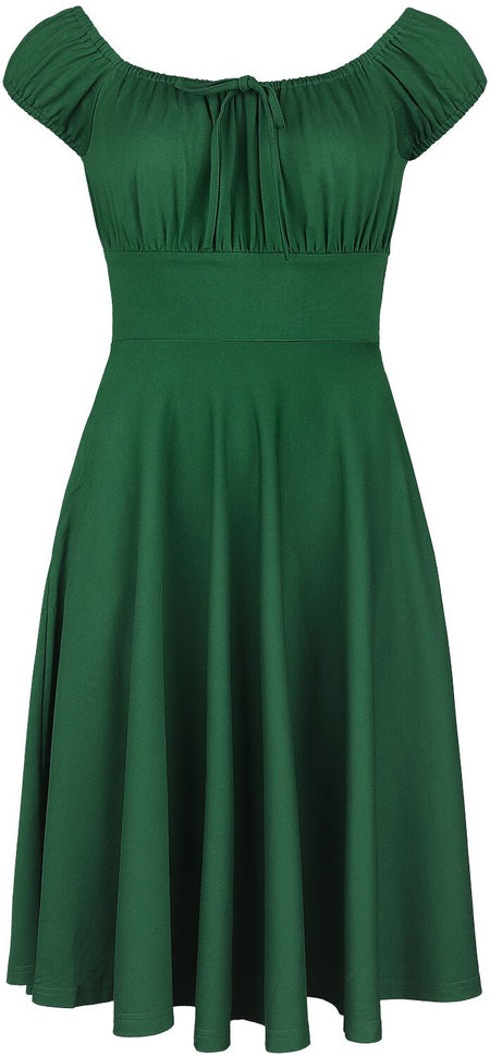 Robe mi-longue Rockabilly de Voodoo Vixen - Robe `Évasée Col Froncé - XS à 4XL - pour Femme - vert - Voodoo Vixen