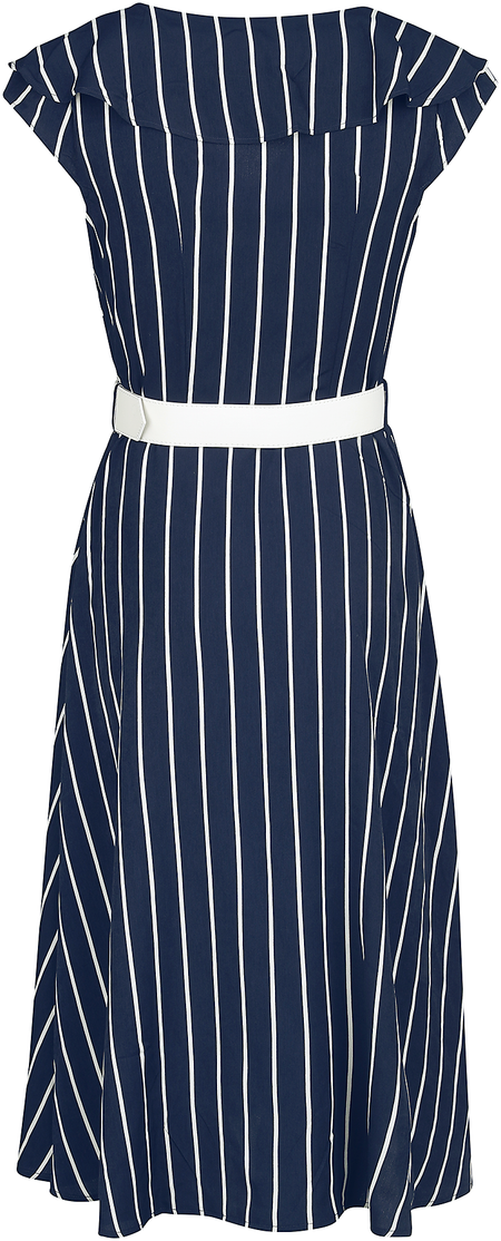 Robe mi-longue Rockabilly de Voodoo Vixen - Robe Rayée Évasée Large Col - XS à 4XL - pour Femme - bleu/blanc - Voodoo Vixen - View 2