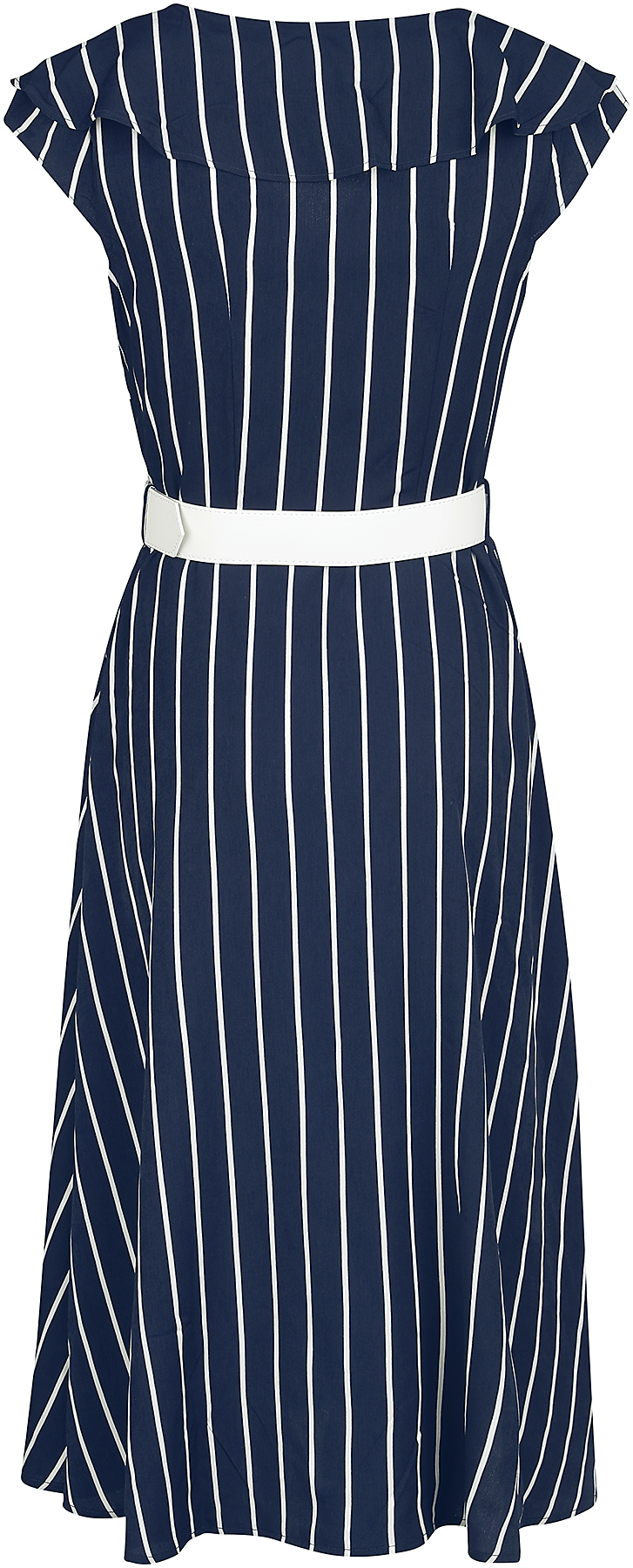 Robe mi-longue Rockabilly de Voodoo Vixen - Robe Rayée Évasée Large Col - XS à 4XL - pour Femme - bleu/blanc - Voodoo Vixen - View 2