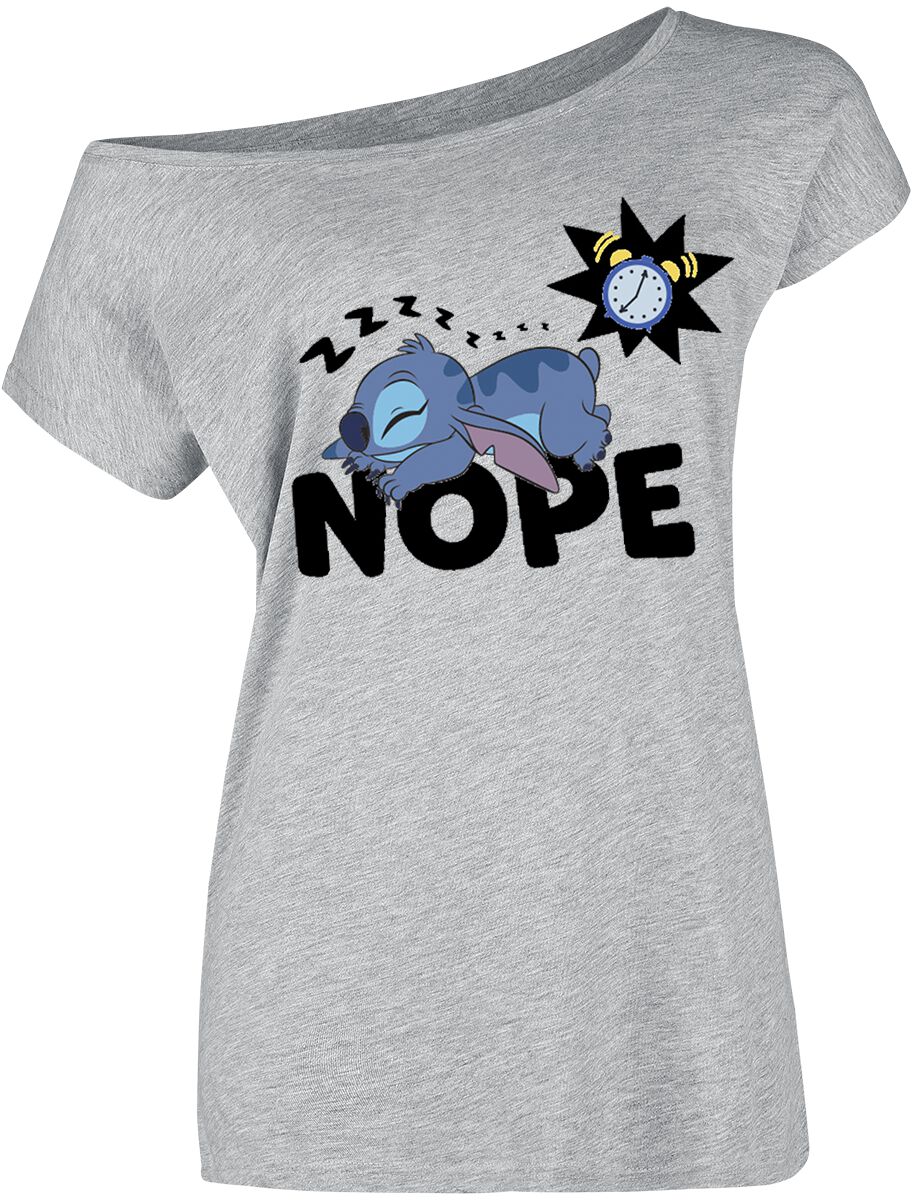T-Shirt Manches courtes Disney de Lilo & Stitch - Nope - S à XL - pour Femme - gris - Lilo & Stitch