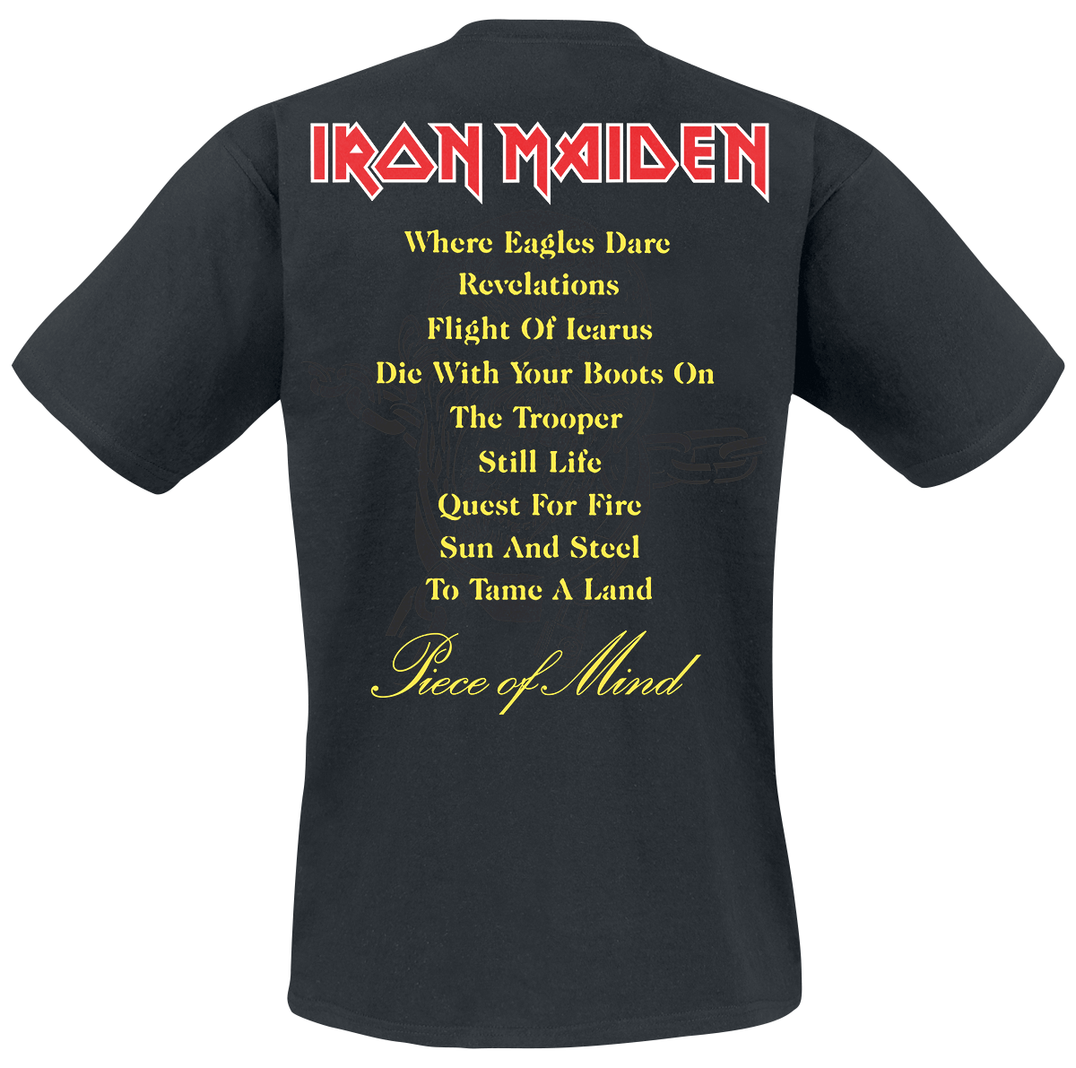 T-Shirt Manches courtes  de Iron Maiden - Piece Of Mind Tracklist - S à 3XL - pour Homme - noir - Iron Maiden - View 2