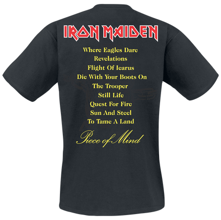 T-Shirt Manches courtes  de Iron Maiden - Piece Of Mind Tracklist - S à 3XL - pour Homme - noir - Iron Maiden - View 2