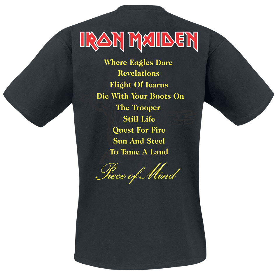 T-Shirt Manches courtes  de Iron Maiden - Piece Of Mind Tracklist - S à 3XL - pour Homme - noir - Iron Maiden - View 2