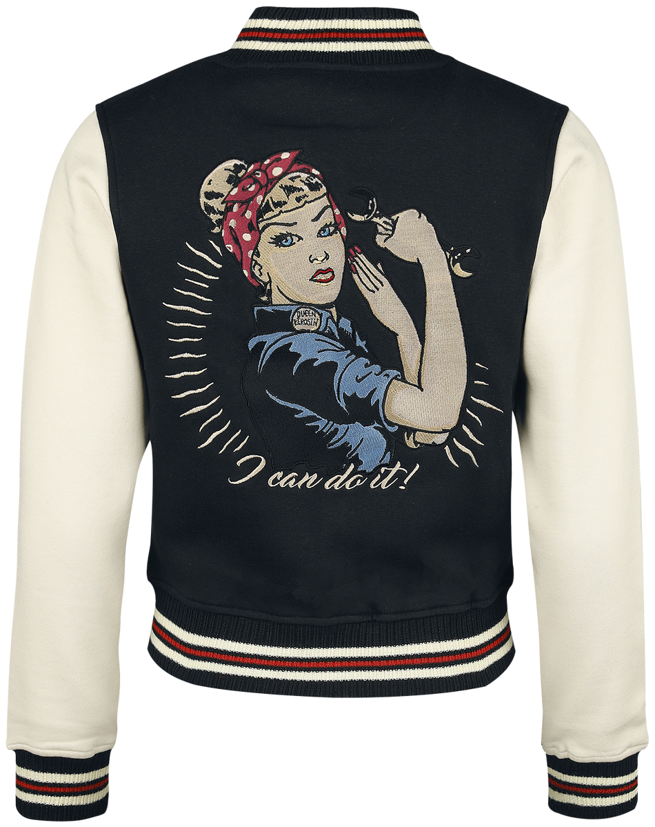 Veste Varsity Rockabilly de Queen Kerosin - Motor Queen - S à L - pour Femme - beige/noir - Queen Kerosin - View 2