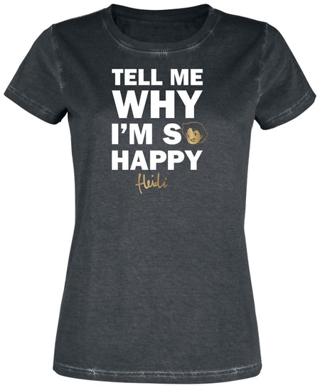 T-Shirt Manches courtes  de Heidi - Why I'm So Happry - M à XXL - pour Femme - noir - Heidi