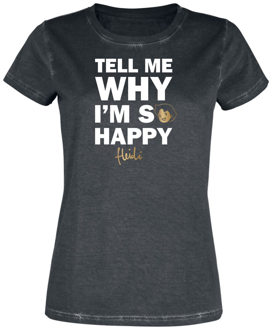 T-Shirt Manches courtes  de Heidi - Why I'm So Happry - M à XXL - pour Femme - noir - Heidi