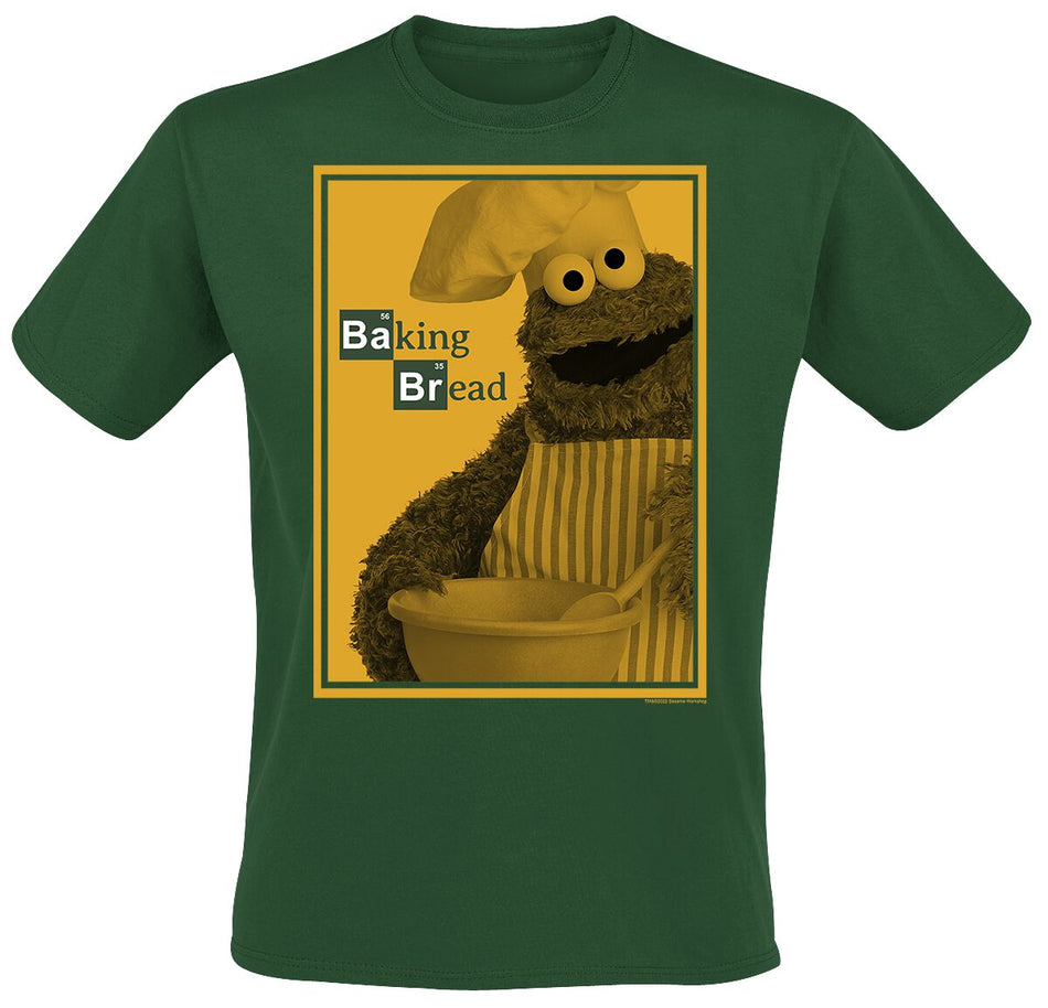 T-Shirt Manches courtes  de Sesame Street - Krümelmonster - Baking Bread - S à 3XL - pour Homme - vert - Sesame Street