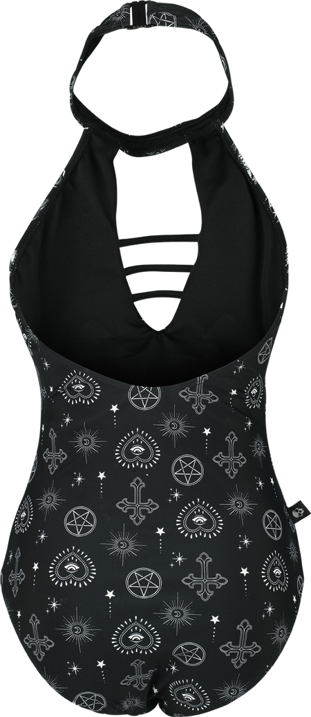 Maillots de bain Gothic de Gothicana by EMP - Maillot de Bain Dos-Nu avec Symboles Mystiques - S à XL - pour Femme - noir - Gothicana by EMP - View 2