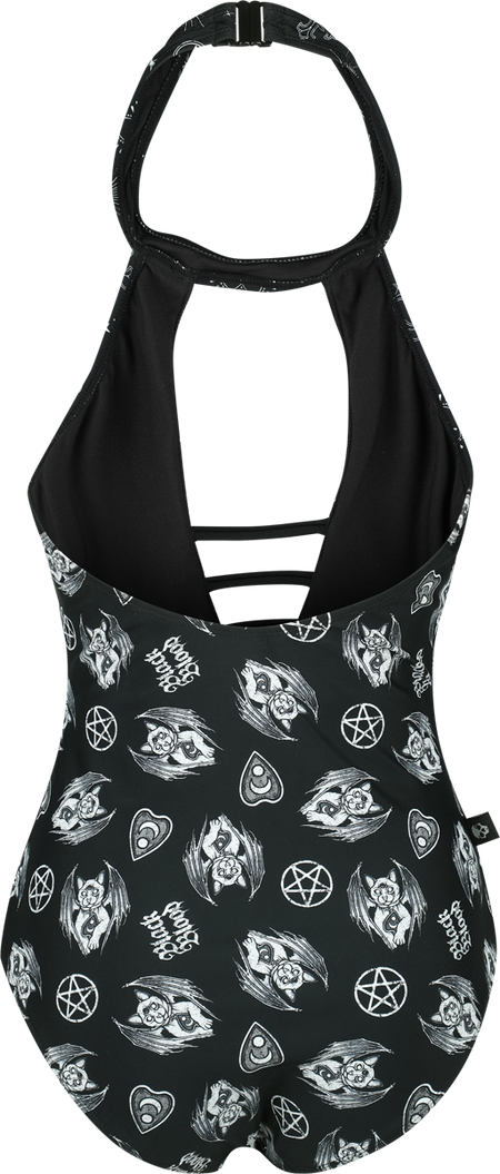 Maillots de bain Gothic de Black Blood by Gothicana - Maillot de Bain Dos-Nu avec Symboles Mystiques - S à XXL - pour Femme - noir - Black Blood by Gothicana - View 2